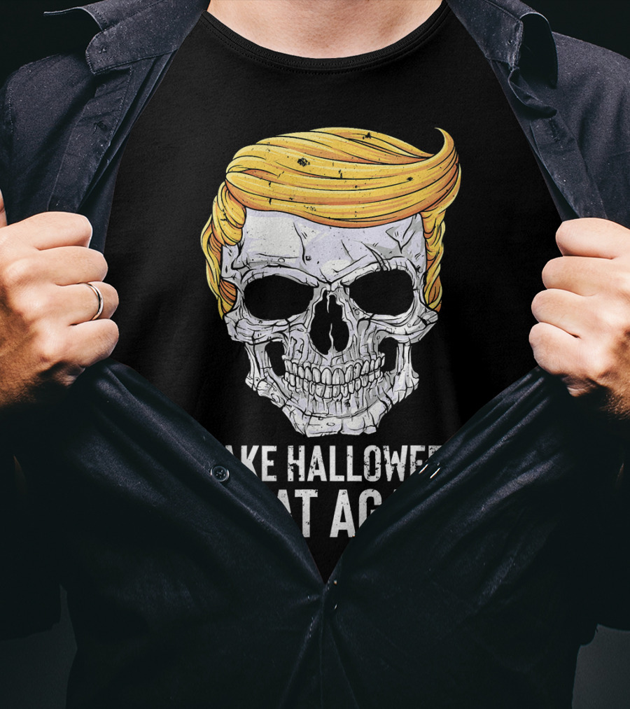 Make Halloween Great Again Skull With Blonde Hair T-Shirt