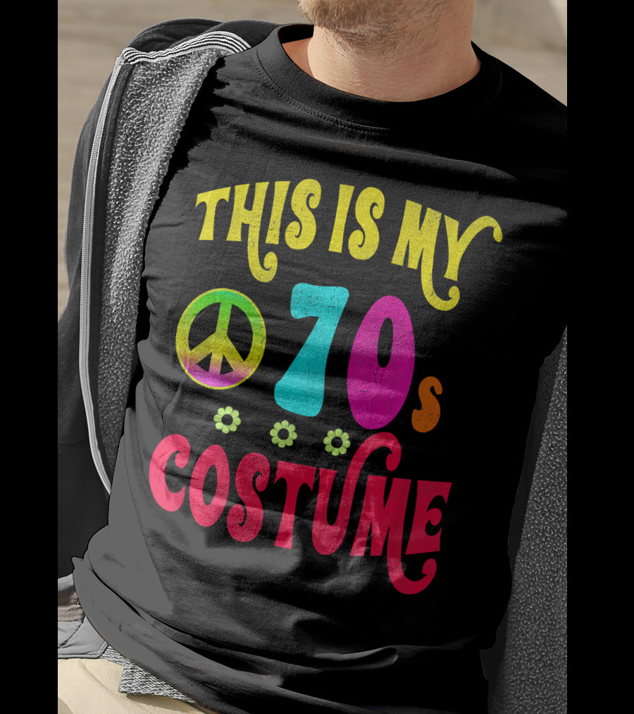This Is My 70S Costume Groovy Peace Flowers T-Shirt