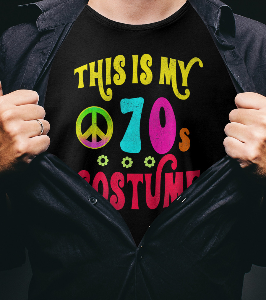 This Is My 70S Costume Groovy Peace Flowers T-Shirt