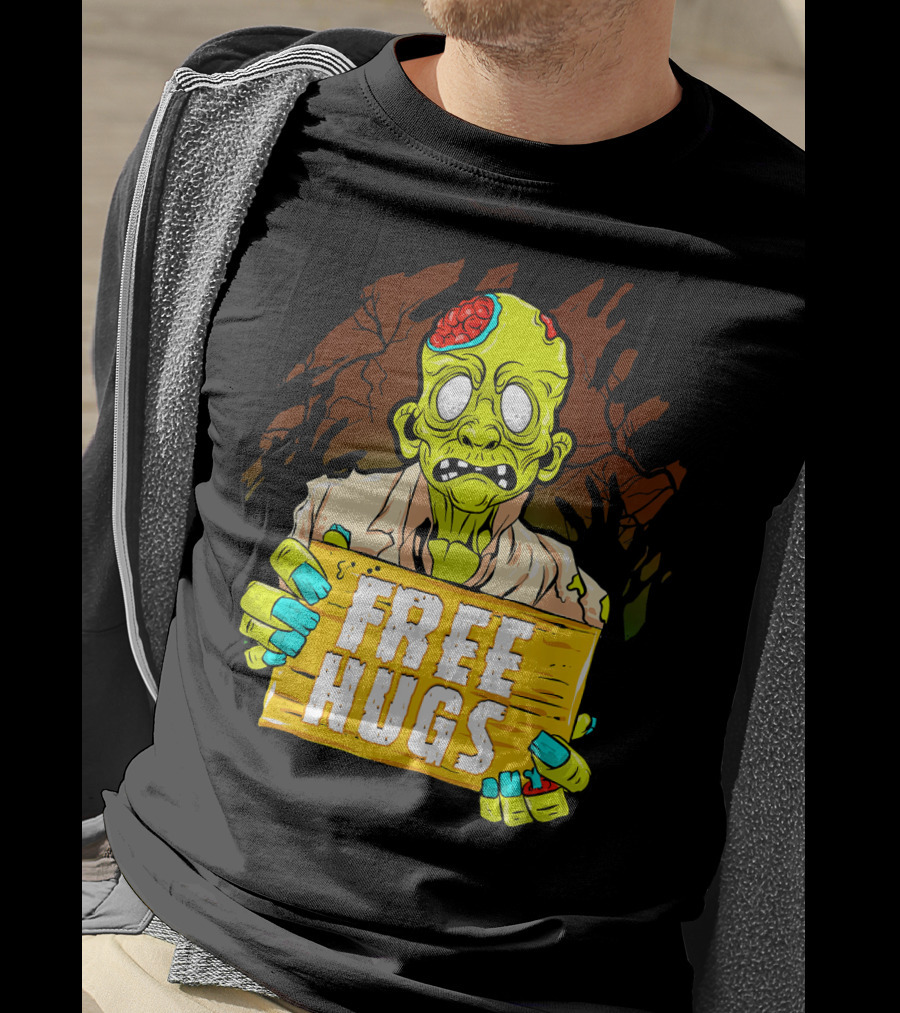 Free Hugs Creepy Zombie Funny Mens Halloween Horror T-Shirt