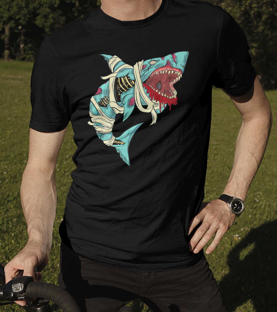 Shark Zombie Halloween Jawsome Zom Mummy Jaws T-Shirt