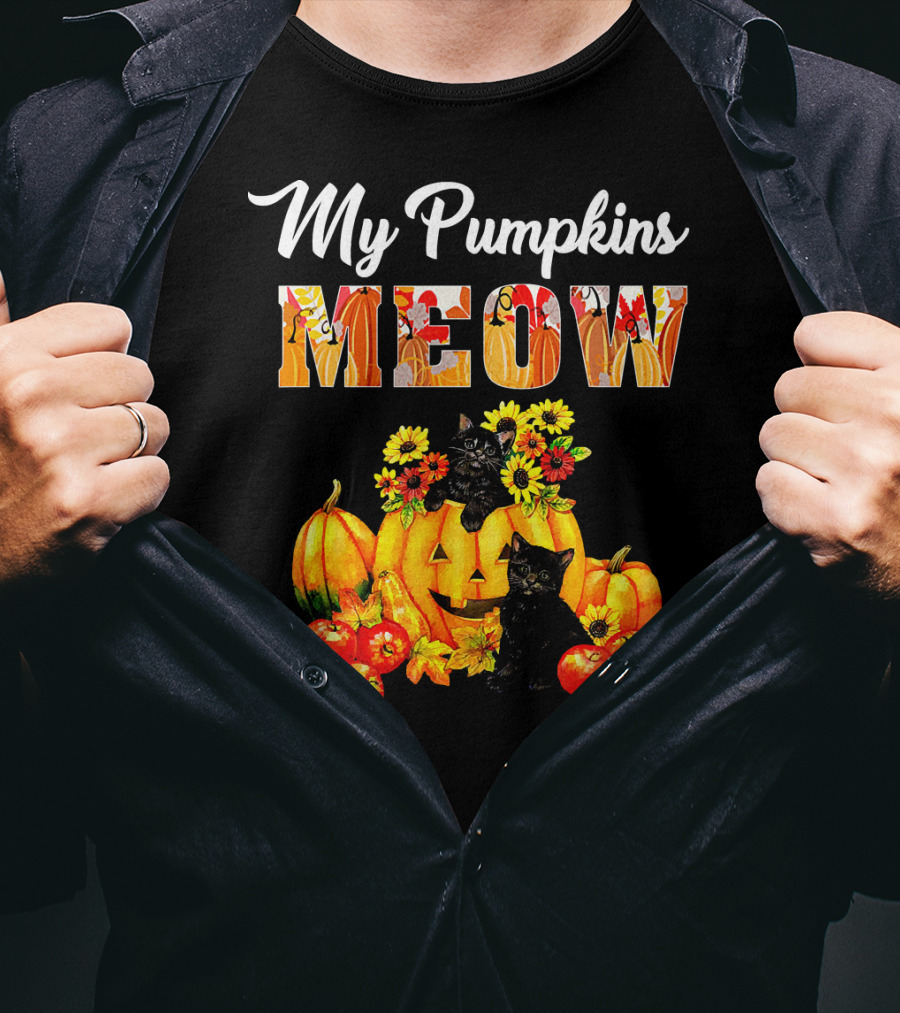 My Pumpkins Meow Cat Halloween Funny Love T-Shirt