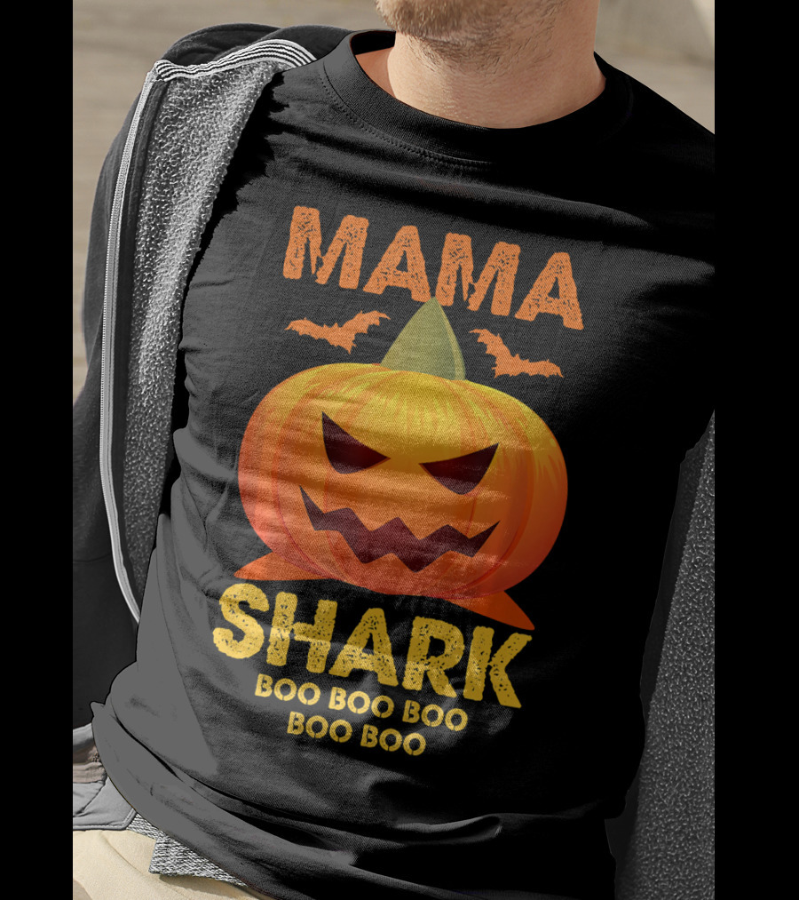 Mama Shark Boo Boo Boo Boo Halloween Pumpkin T-Shirt
