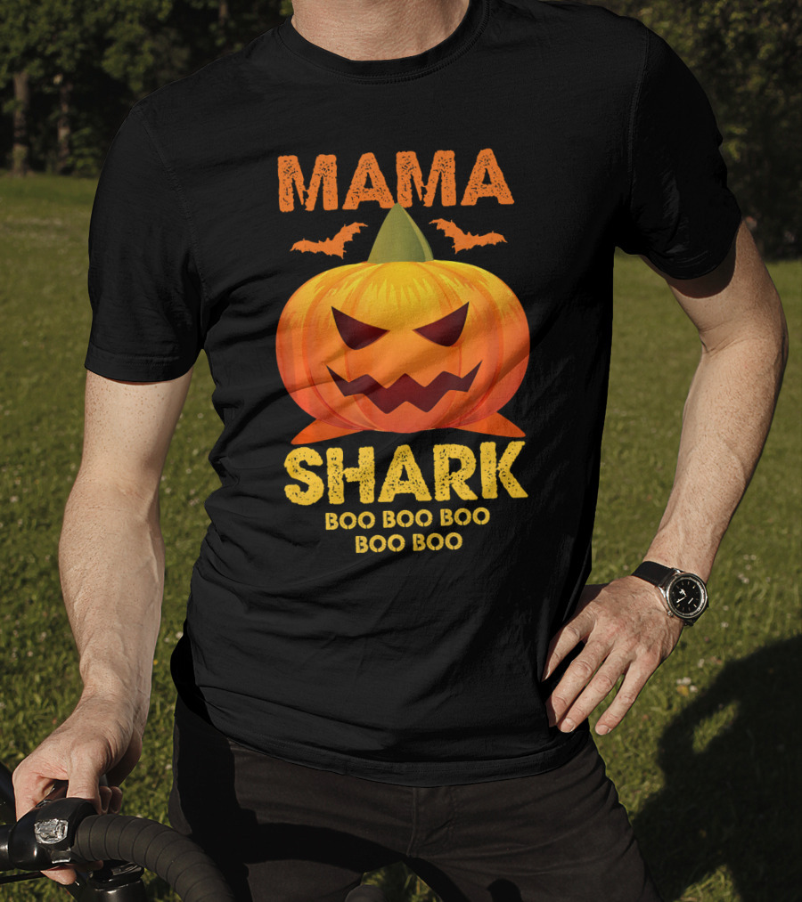 Mama Shark Boo Boo Boo Boo Halloween Pumpkin T-Shirt