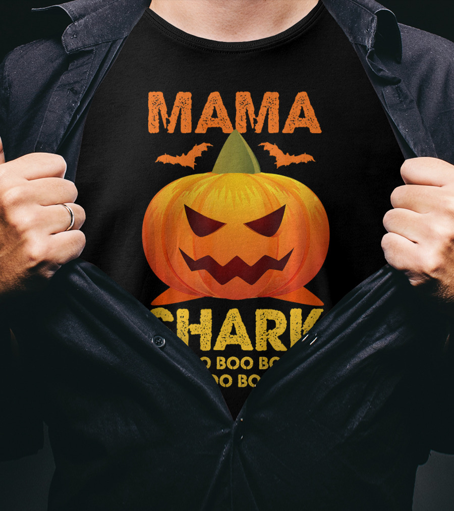 Mama Shark Boo Boo Boo Boo Halloween Pumpkin T-Shirt