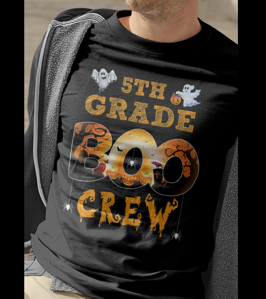 5th Grade Boo Crew Halloween Teacher Ghosts Pumpkins T-Shirt