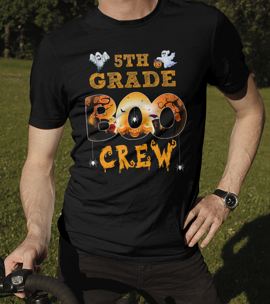 5th Grade Boo Crew Halloween Teacher Ghosts Pumpkins T-Shirt