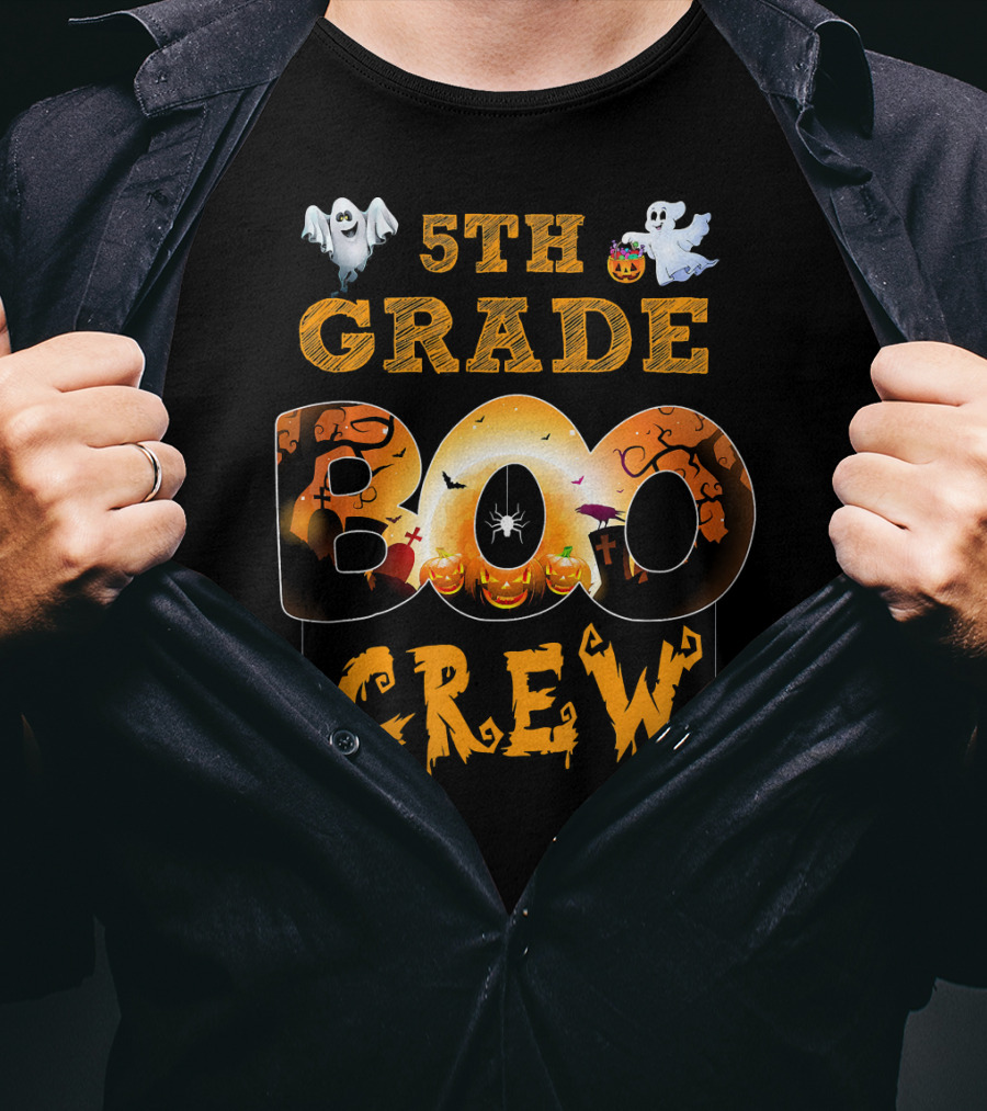 5th Grade Boo Crew Halloween Teacher Ghosts Pumpkins T-Shirt
