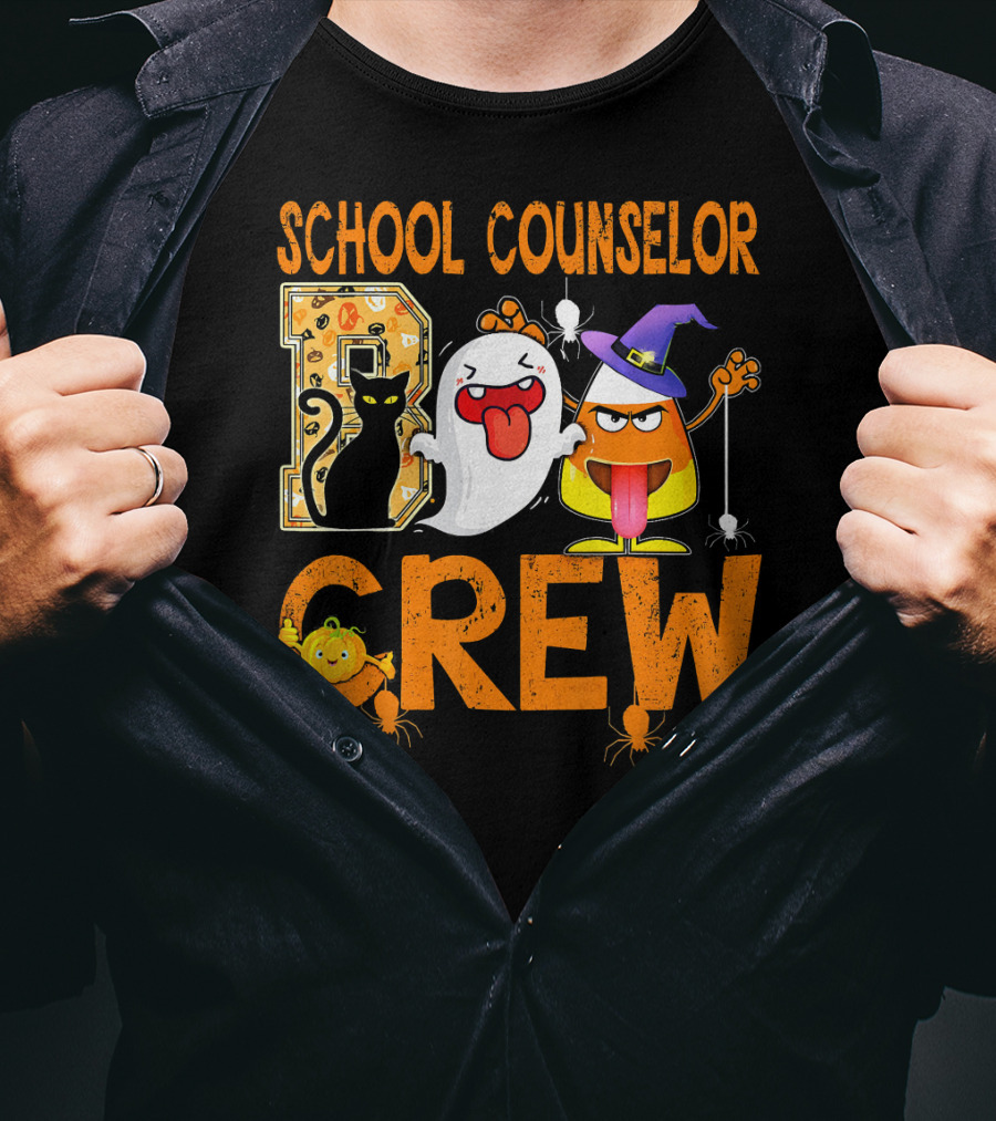 School Counselor Boo Crew Cat Ghost Candy T-Shirt