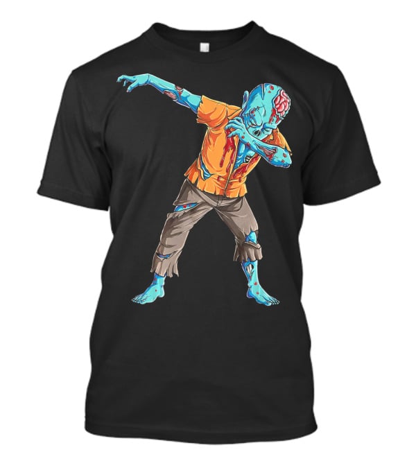 Dabbing Zombie With Orange Shirt And Blue Skin T-Shirt