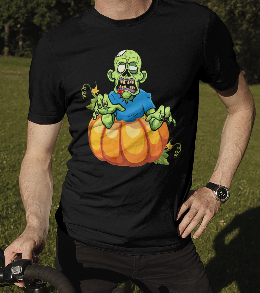 Zombie Rising From Pumpkin T-Shirt
