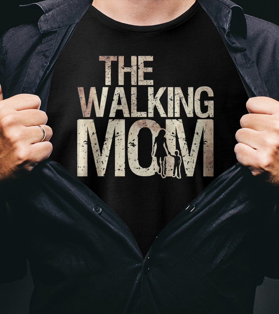 THE WALKING MOM Zombie Woman And Kid Mothers T-Shirt