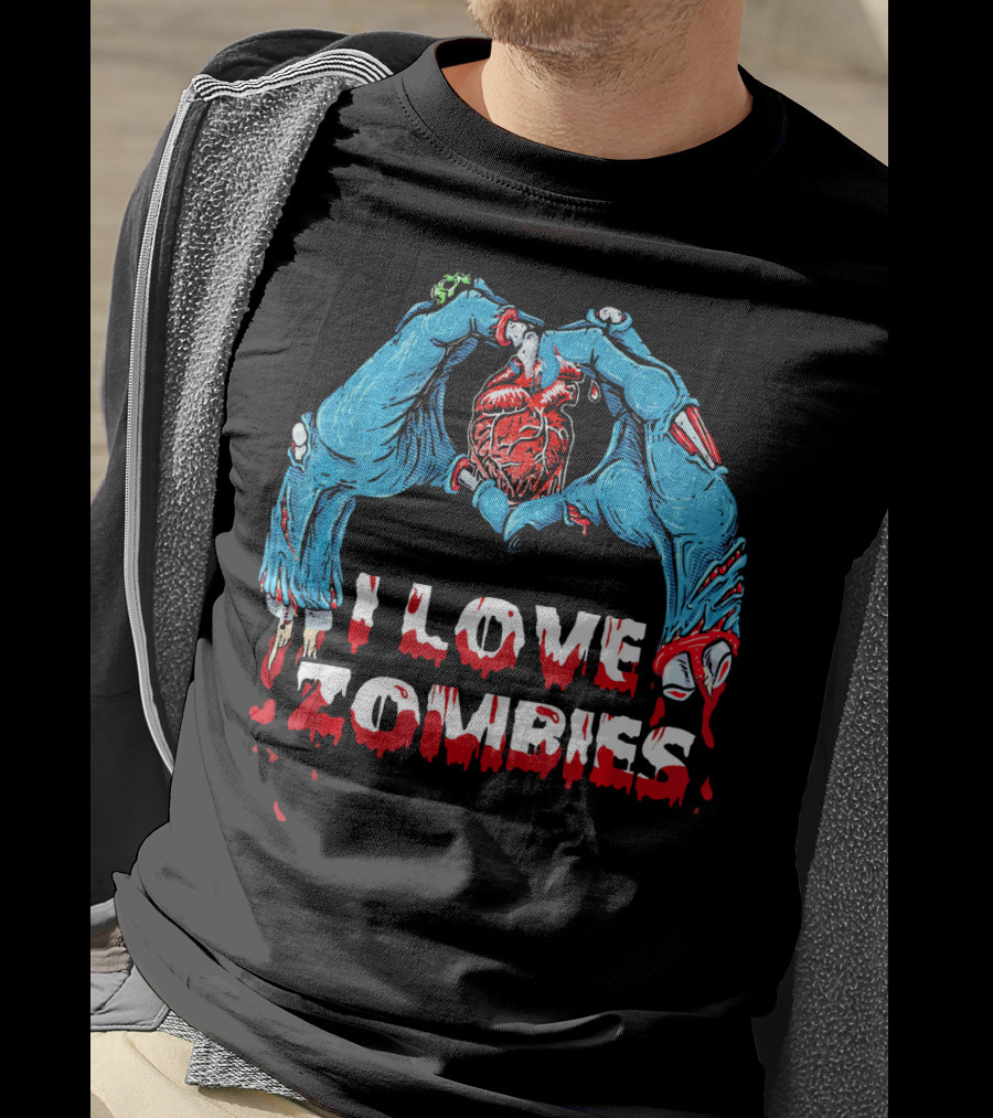 I Love Zombies Halloween Horror Funny Zo Creepy Hands And Heart T-Shirt