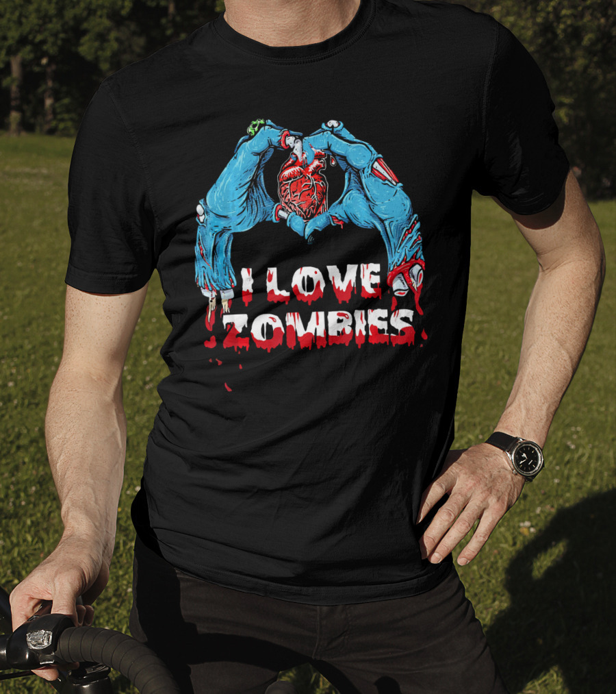 I Love Zombies Halloween Horror Funny Zo Creepy Hands And Heart T-Shirt