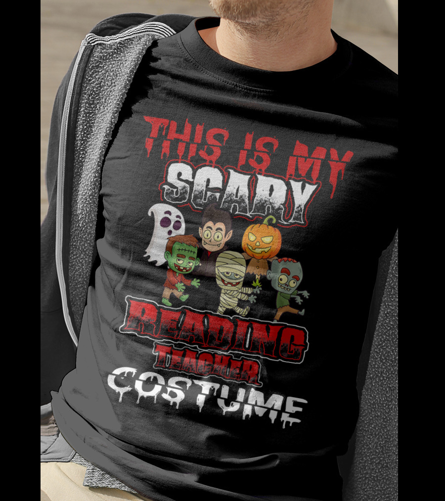 This Is My Scary Reading Teacher Costume With Monsters And Ghost T-Shirt