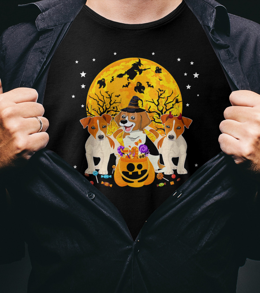Halloween Jack Russell Terrier Candy Moon Magic T-Shirt