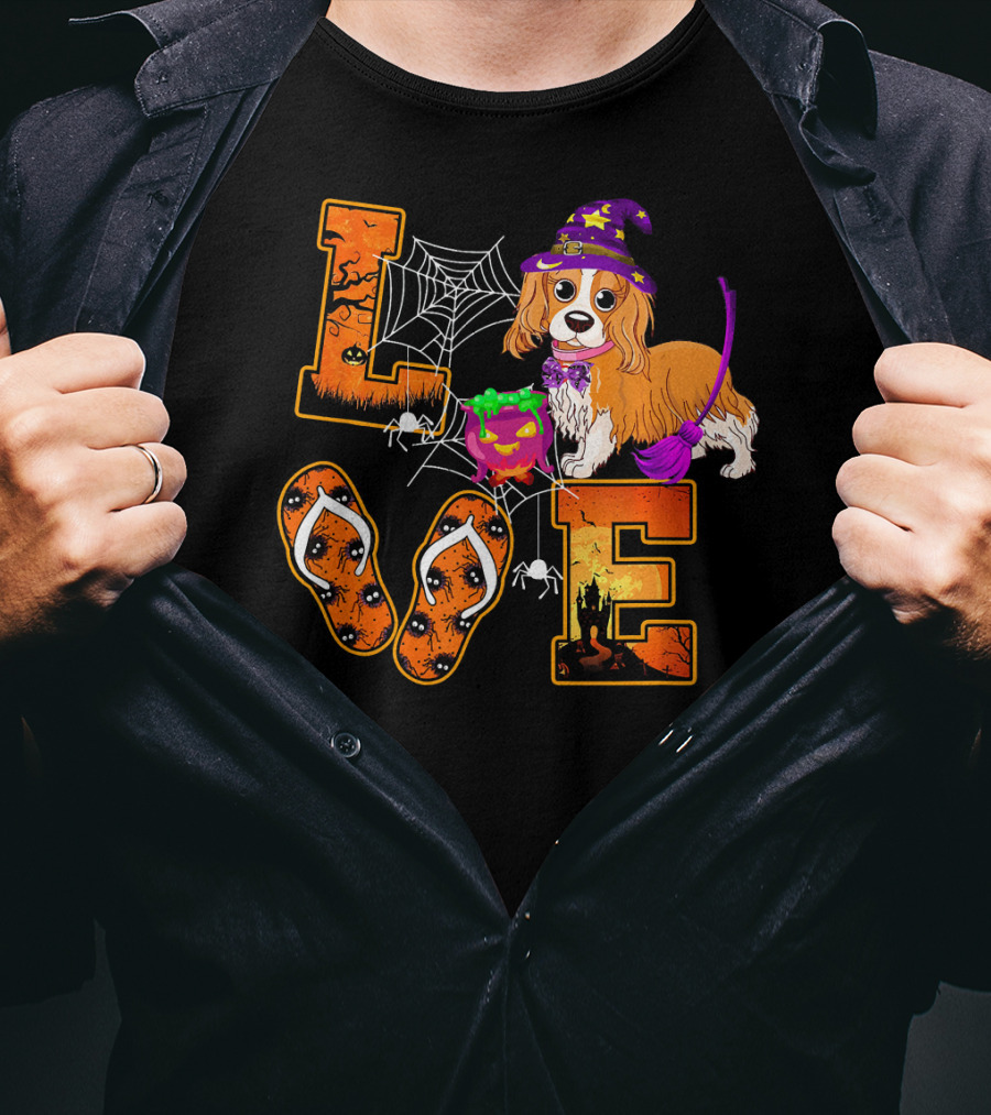 LOVE Halloween Cavalier King Charles Spaniel Dog T-Shirt
