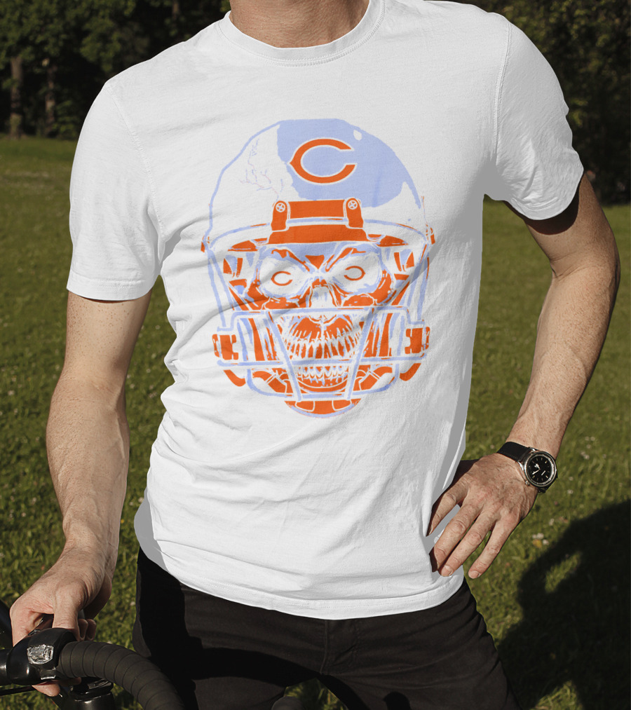 Chicago Bears Skull Helmet Halloween Football Skeleton T-Shirt