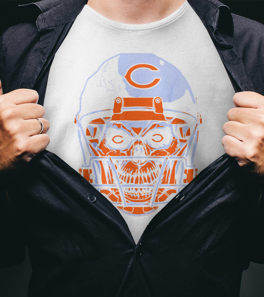 Chicago Bears Skull Helmet Halloween Football Skeleton T-Shirt