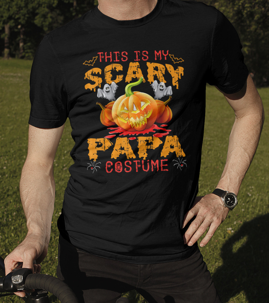 This Is My Scary Papa Costume Pumpkin Ghosts Spiders Bats T-Shirt