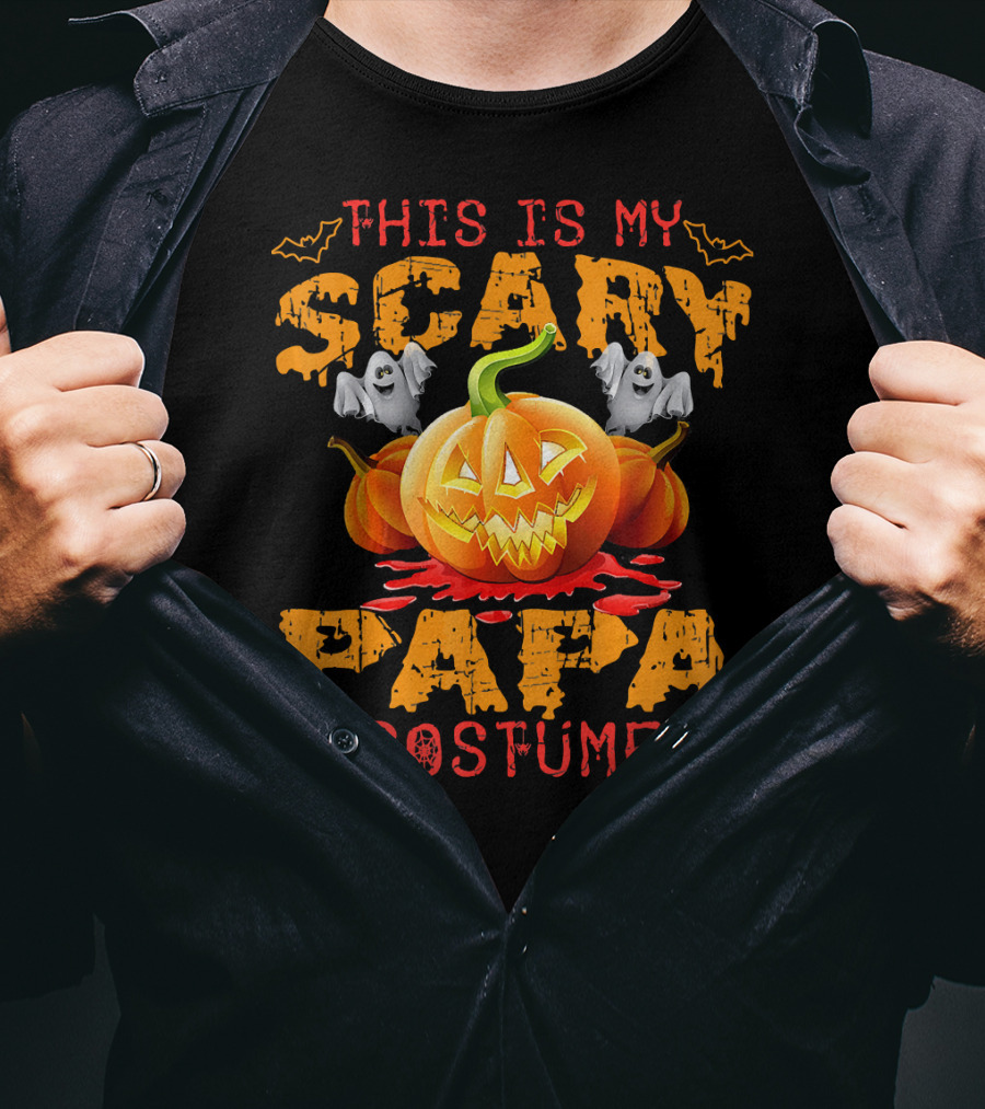 This Is My Scary Papa Costume Pumpkin Ghosts Spiders Bats T-Shirt