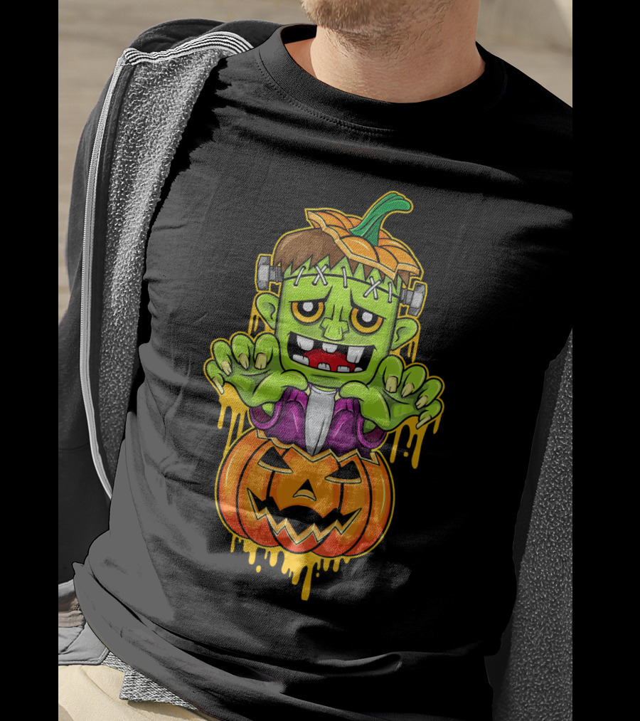 Sweet Cute Pumpkin Halloween Frankenstein Monster T-Shirt