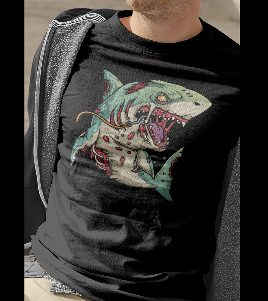 Zombie Shark Halloween Party Monster T-Shirt