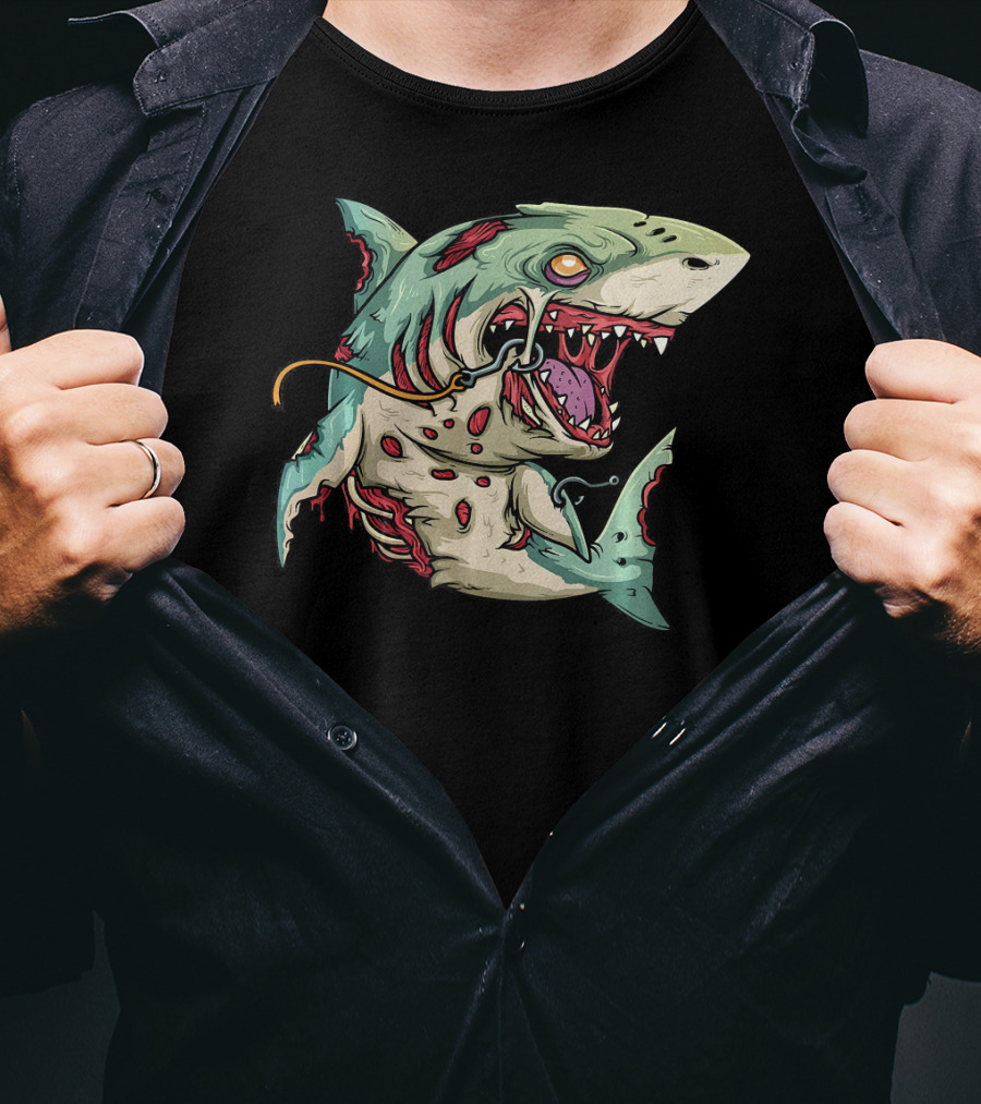 Zombie Shark Halloween Party Monster T-Shirt