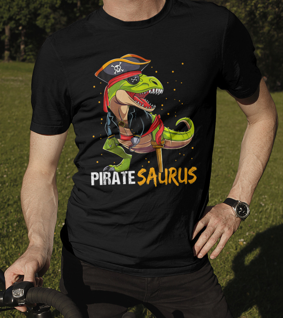PIRATE SAURUS Dinosaur With Pirate Hat And Wooden Leg T-Shirt