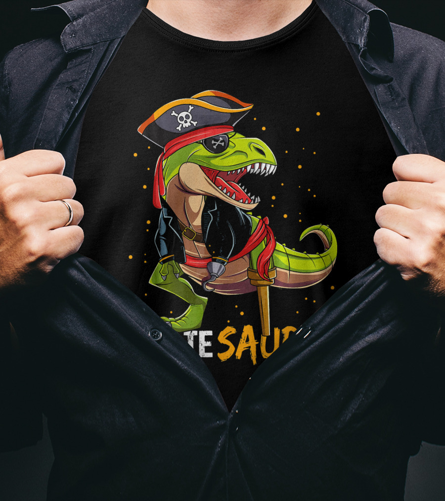PIRATE SAURUS Dinosaur With Pirate Hat And Wooden Leg T-Shirt