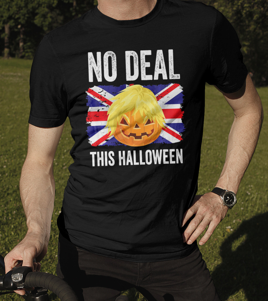 No Deal This Halloween Brexit Pumpkin UK Flag T-Shirt
