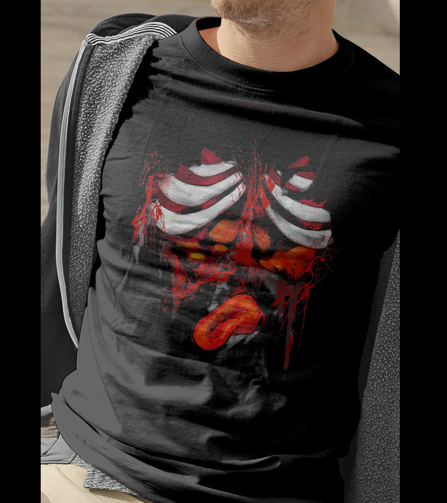 Grotesque Zombie Rib Cage And Entrails Halloween Costume T-Shirt