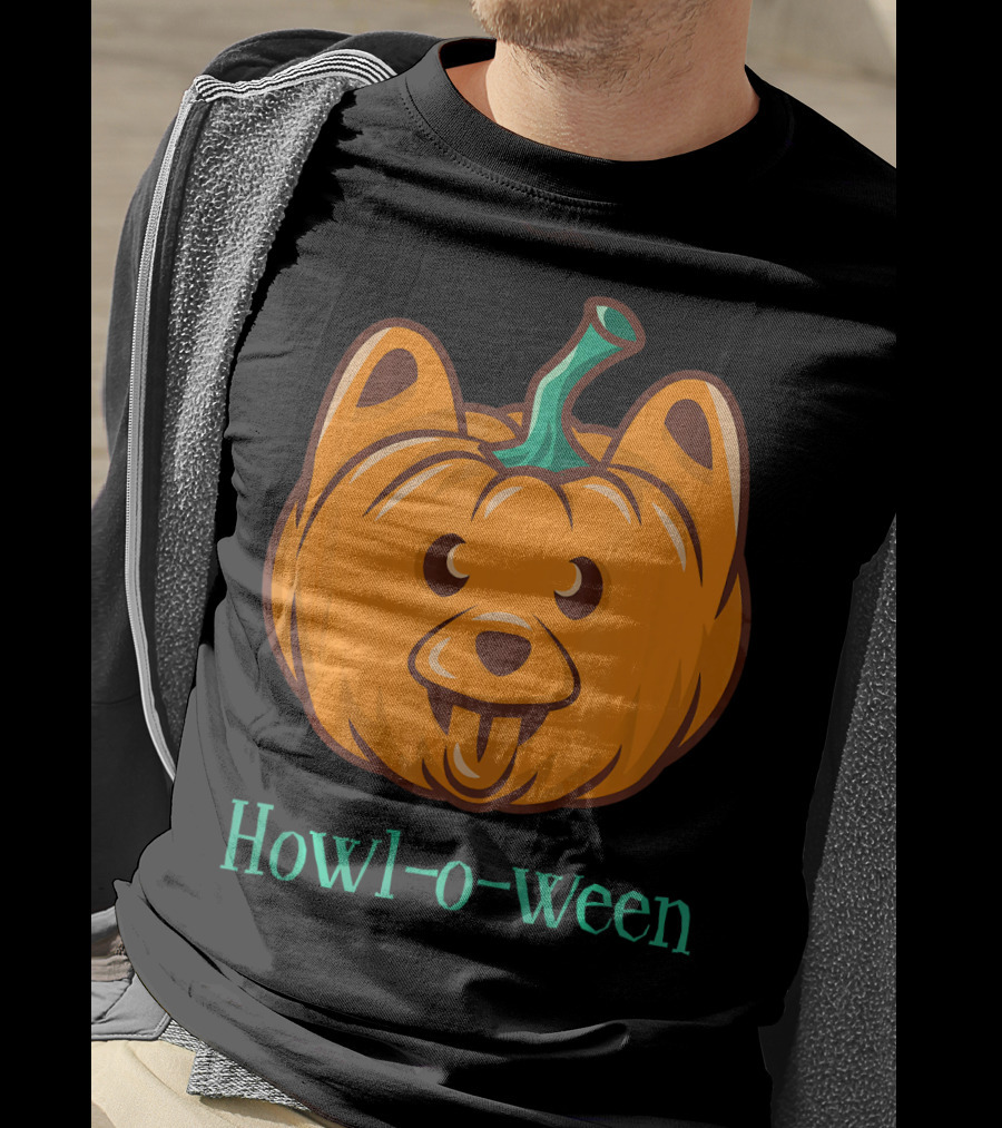 Howl-o-ween Dog Halloween Jackolantern T-Shirt