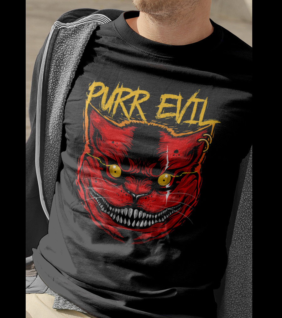 Purr Evil Cat For Halloween Saturday T-Shirt