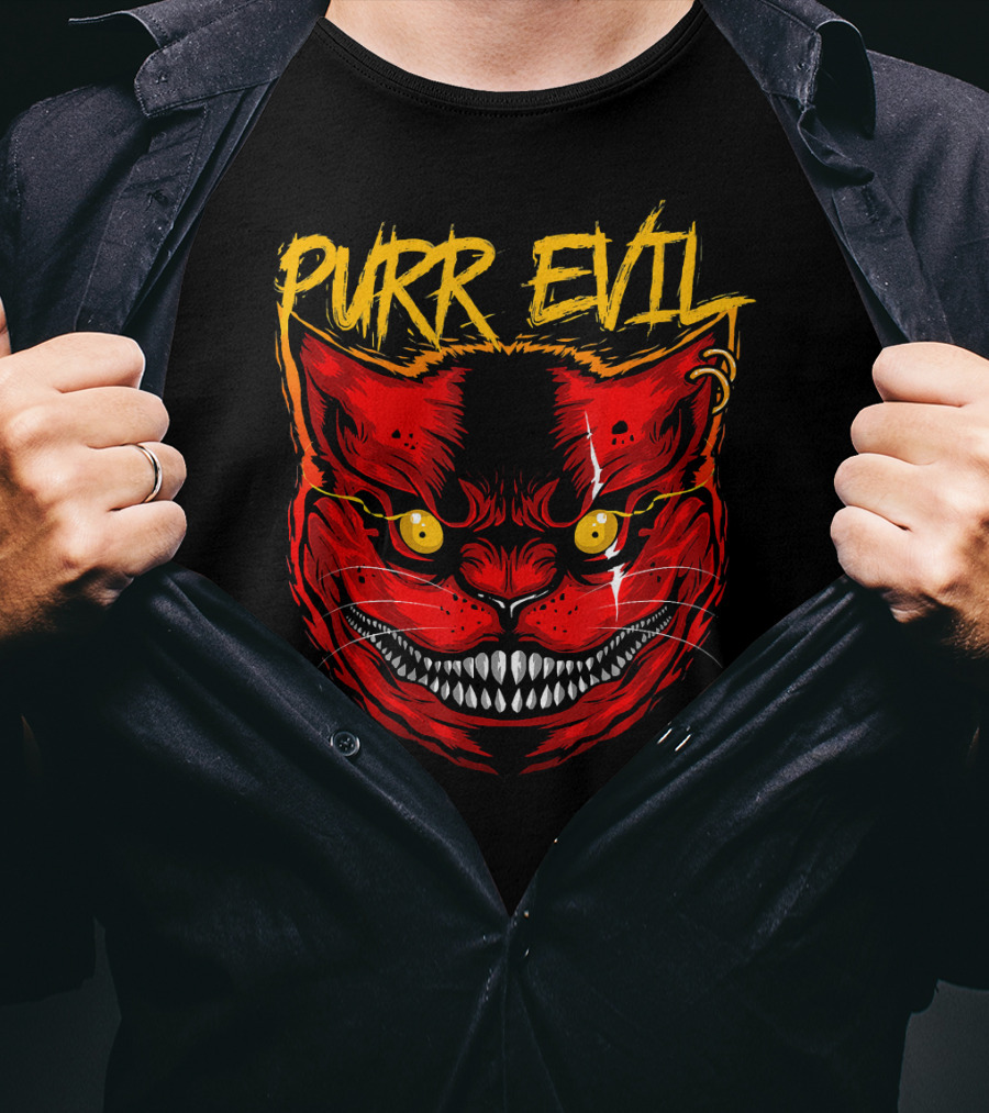 Purr Evil Cat For Halloween Saturday T-Shirt