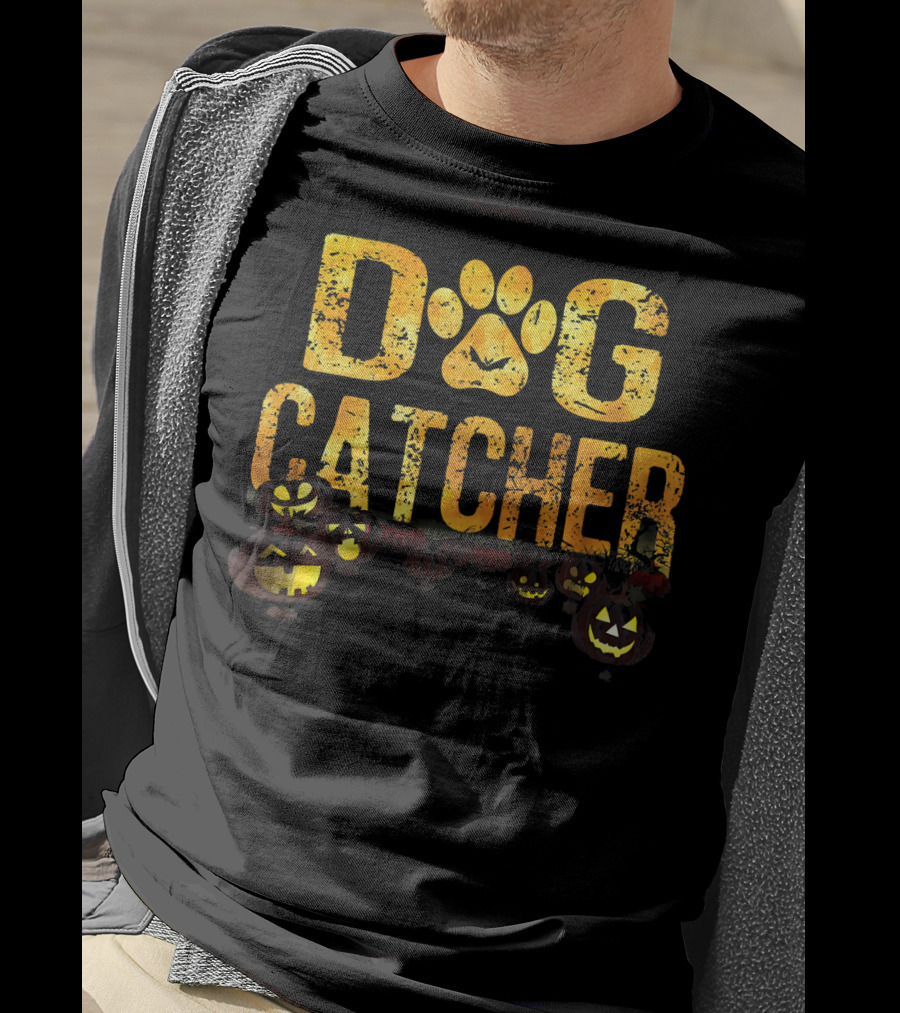 Dog Catcher Halloween Pumpkins Scary Costume T-Shirt