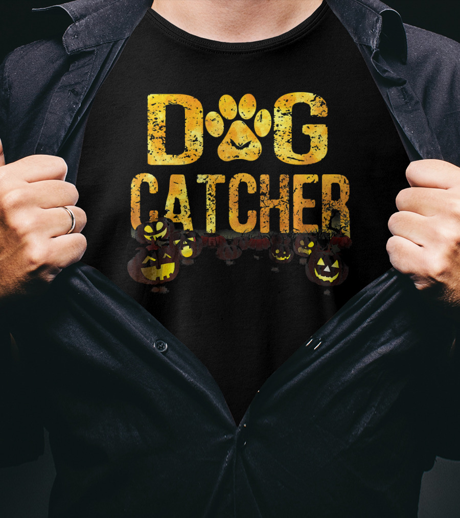 Dog Catcher Halloween Pumpkins Scary Costume T-Shirt