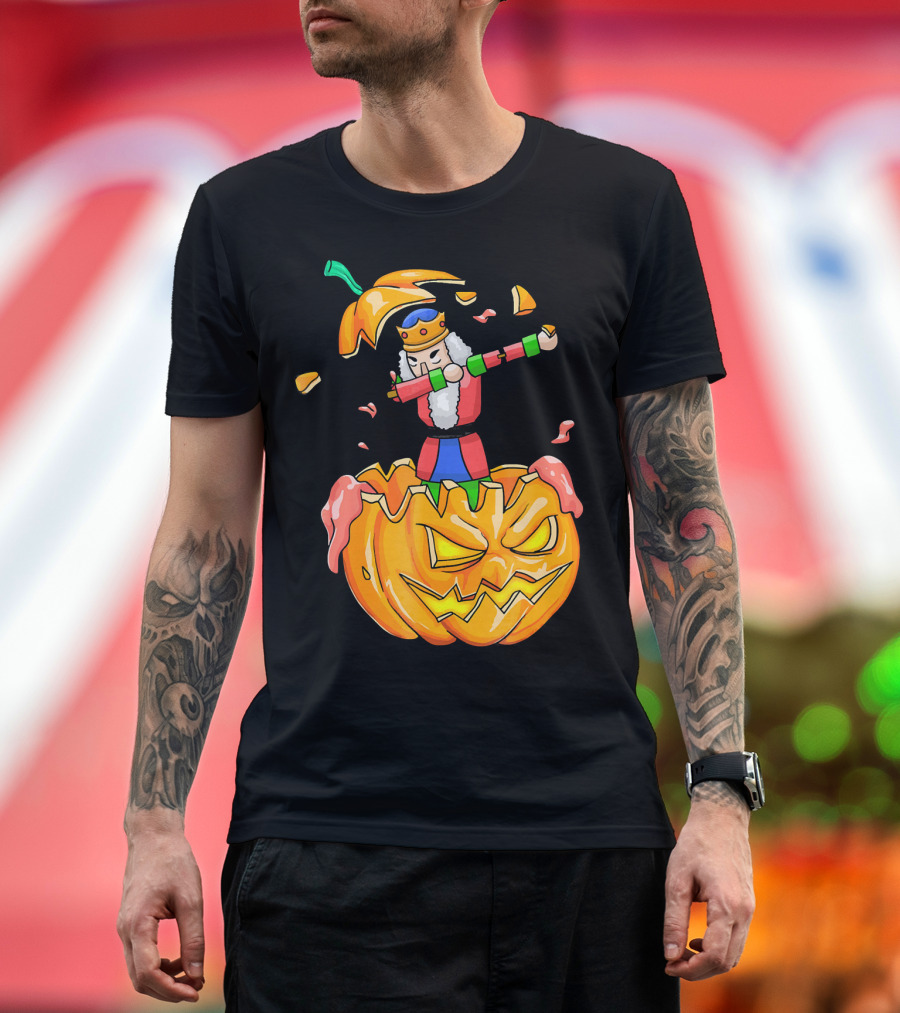 Nutcracker Dabbing on Giant Halloween Pumpkin Fun T-Shirt