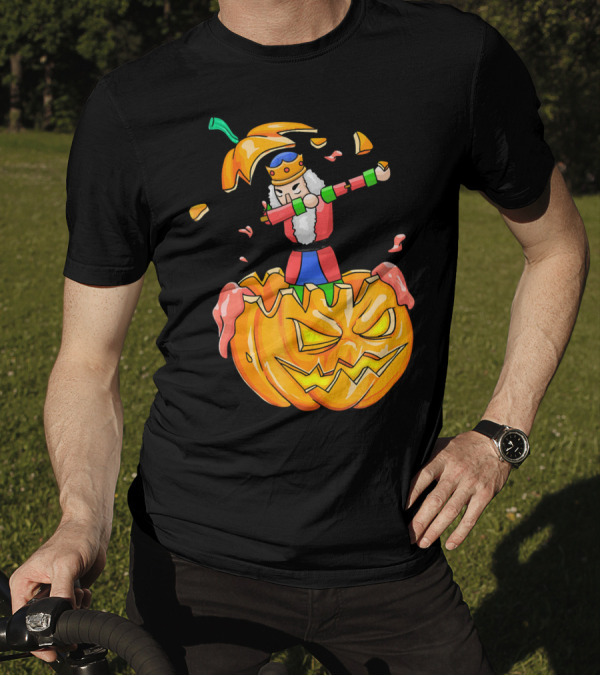 Nutcracker Dabbing On Giant Halloween Pumpkin Fun T-Shirt