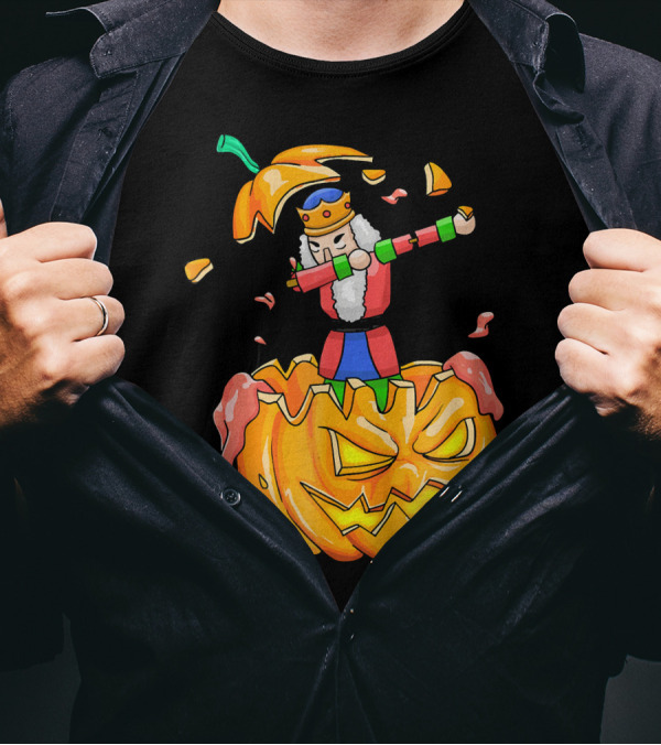 Nutcracker Dabbing On Giant Halloween Pumpkin Fun T-Shirt