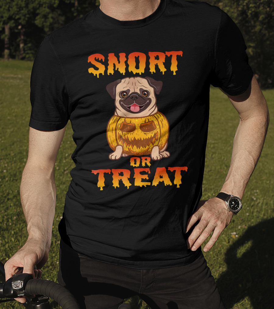 Snort Or Treat Funny Pug Pumpkin Halloween T-Shirt