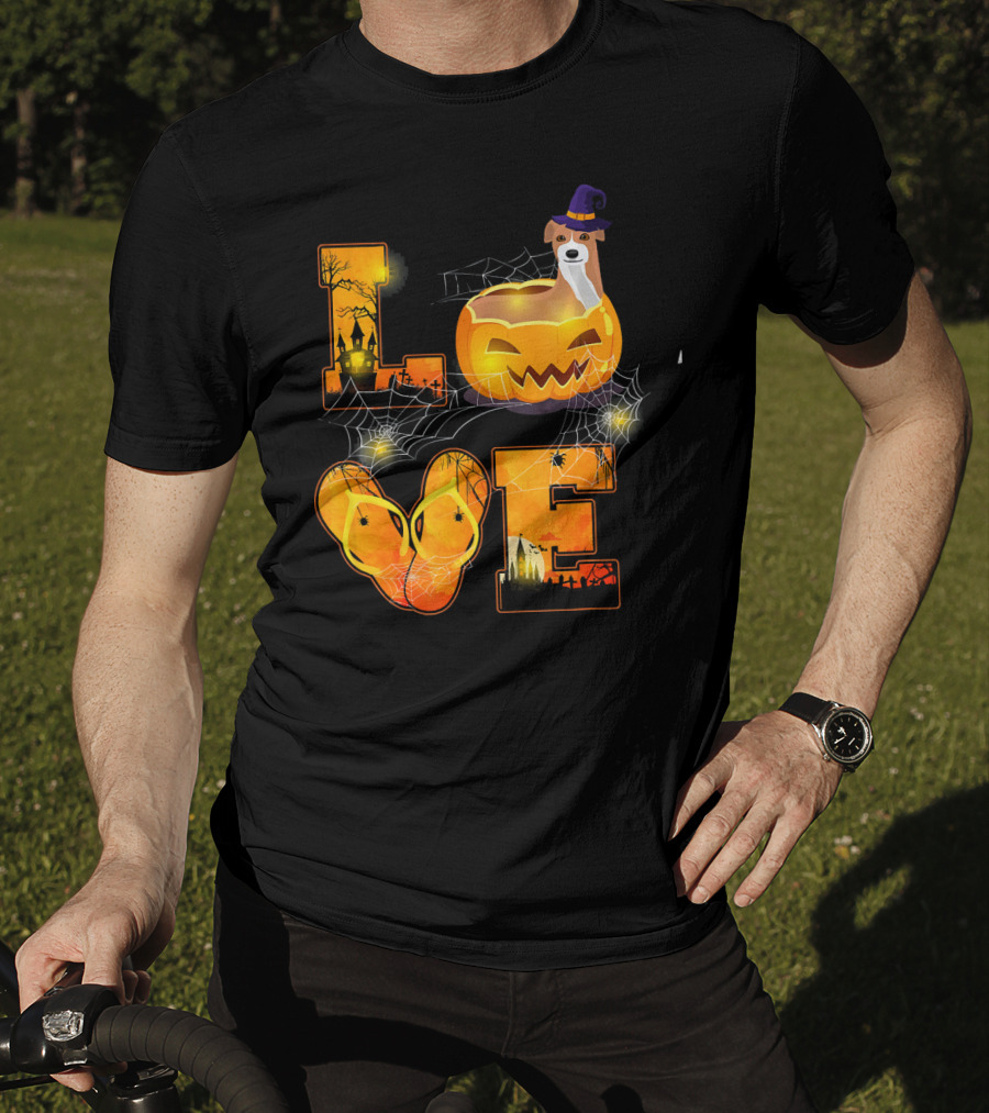 LOVE Halloween Pumpkin Italian Greyhound Spider Webs T-Shirt