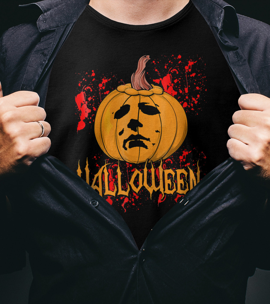 Funny Halloween Michael Myers Pumpkin Face T-Shirt