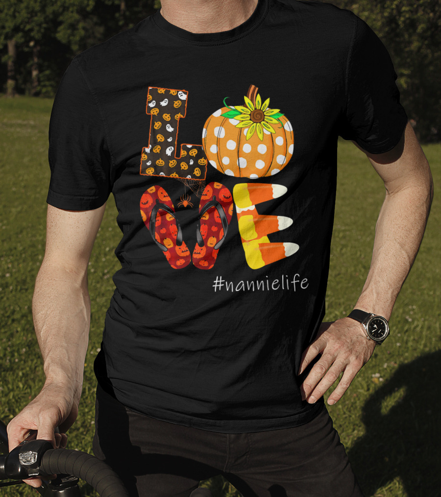 LOVE Pumpkin Candy Corn Flip Flops #nannielife T-Shirt