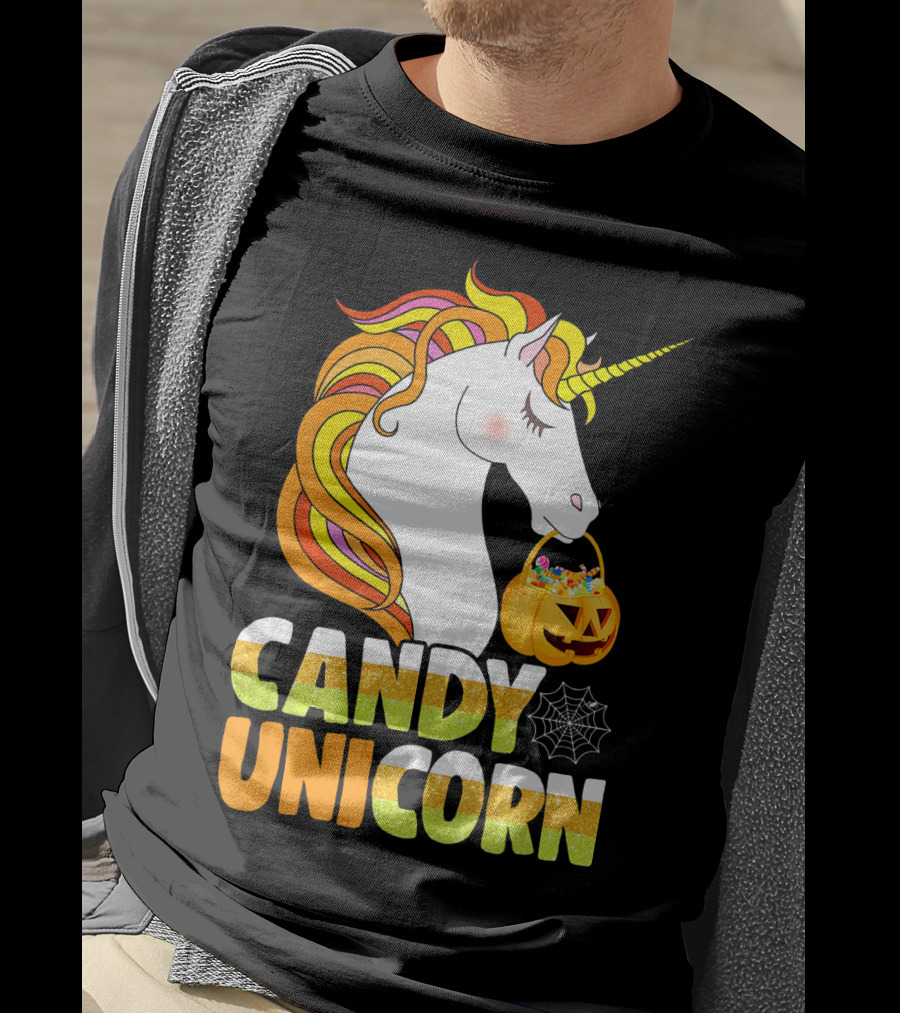 Candy Unicorn Halloween Basket T-Shirt