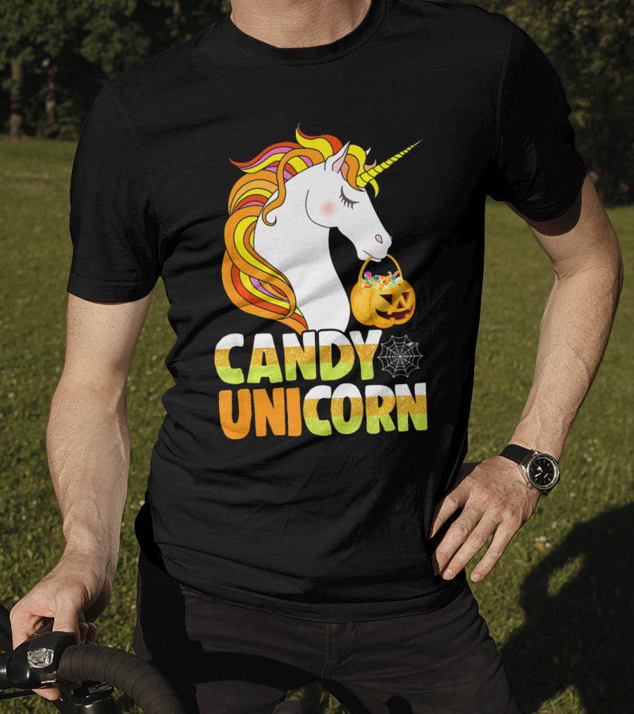 Candy Unicorn Halloween Basket T-Shirt