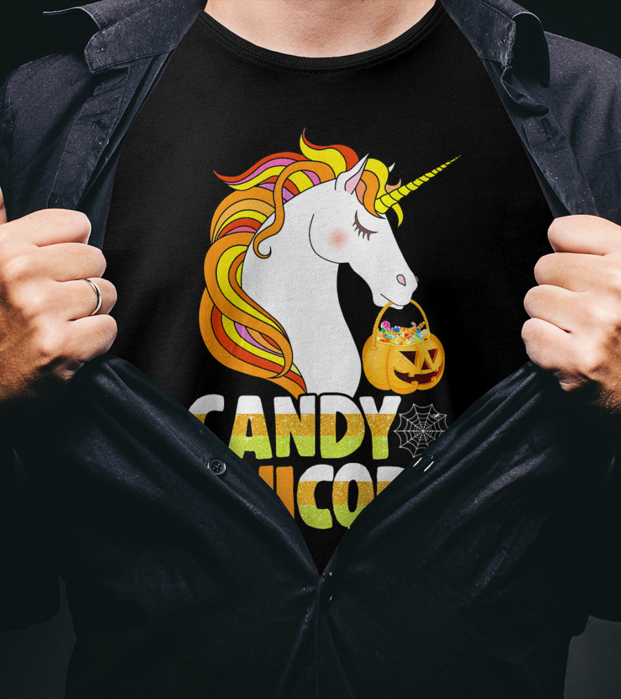 Candy Unicorn Halloween Basket T-Shirt