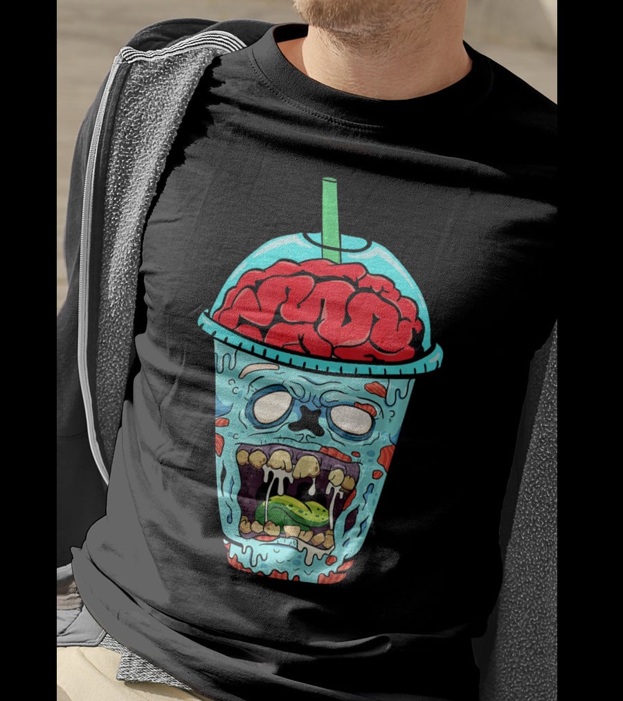 Zombie Apocalypse Brain Slushy Drink Horror T-Shirt