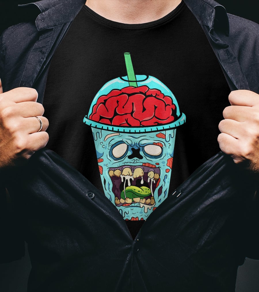 Zombie Apocalypse Brain Slushy Drink Horror T-Shirt