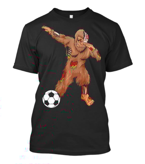 Dabbing Zombie Bigfoot Halloween Soccer Player T-Shirt